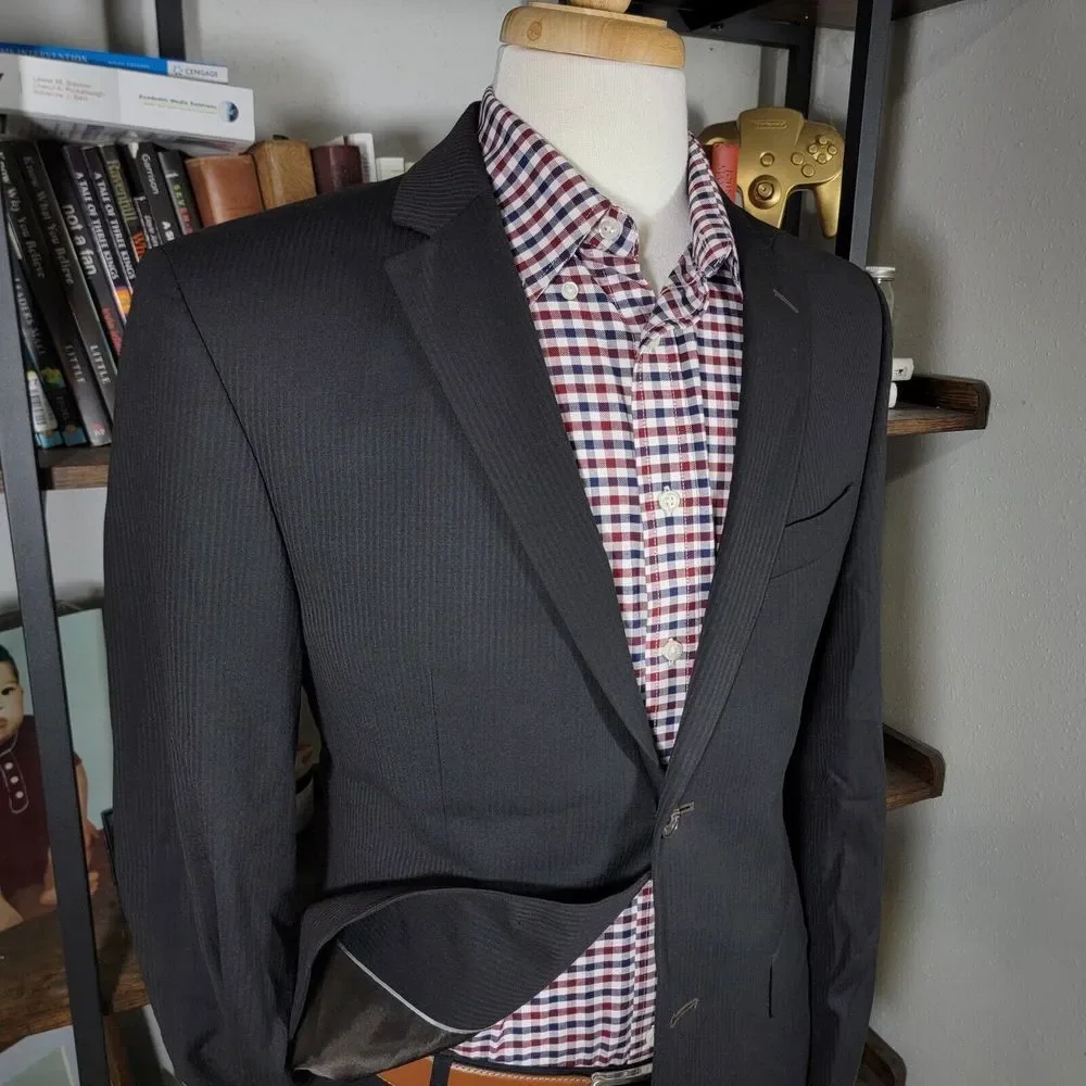 S.Cohen Performance Men's Sport Coat Blazer Two Button Brown Black‎ Wool 39R